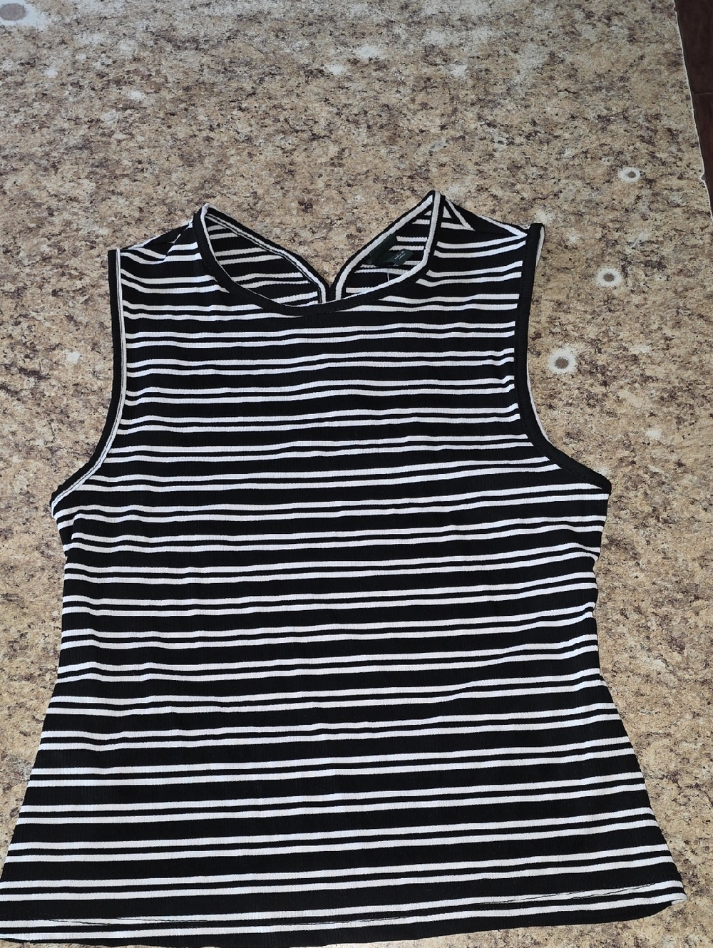 Wild Fable Black & White Striped Ribbed Open Back Tank Top Size Large
